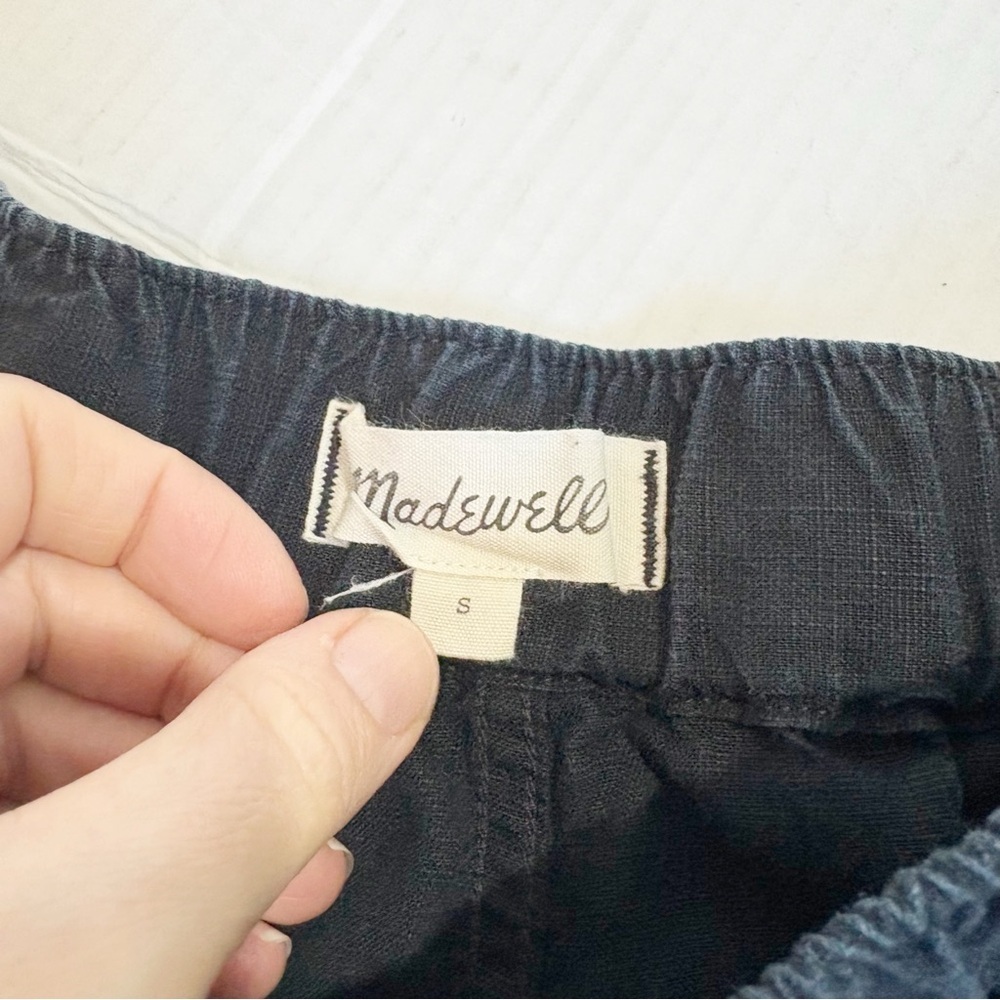 Madewell Linen-Blend Easy Pull-On Shorts Black Blue Size Small Style MD168 - Picture 9 of 13